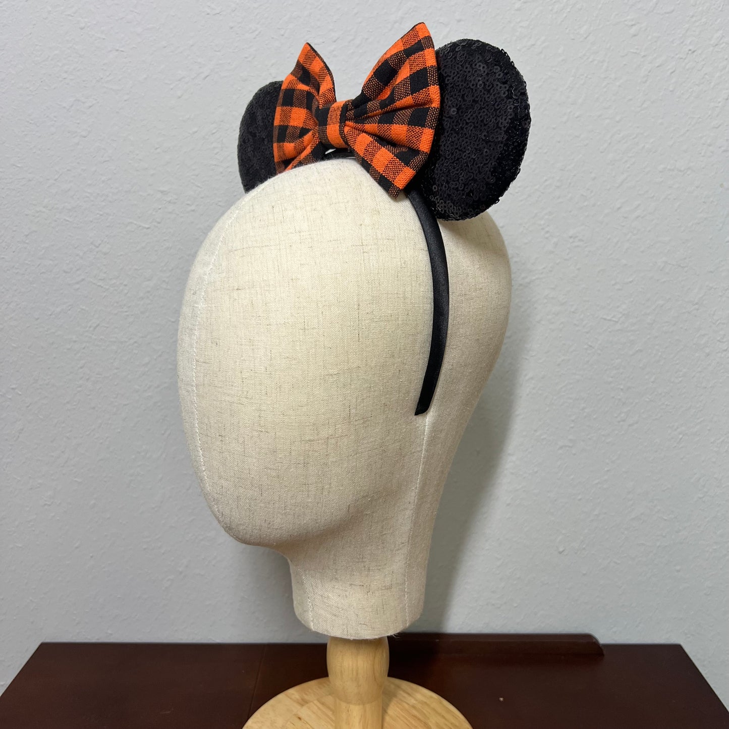 Halloween - Orange & Black Buffalo Plaid Mouse Ears