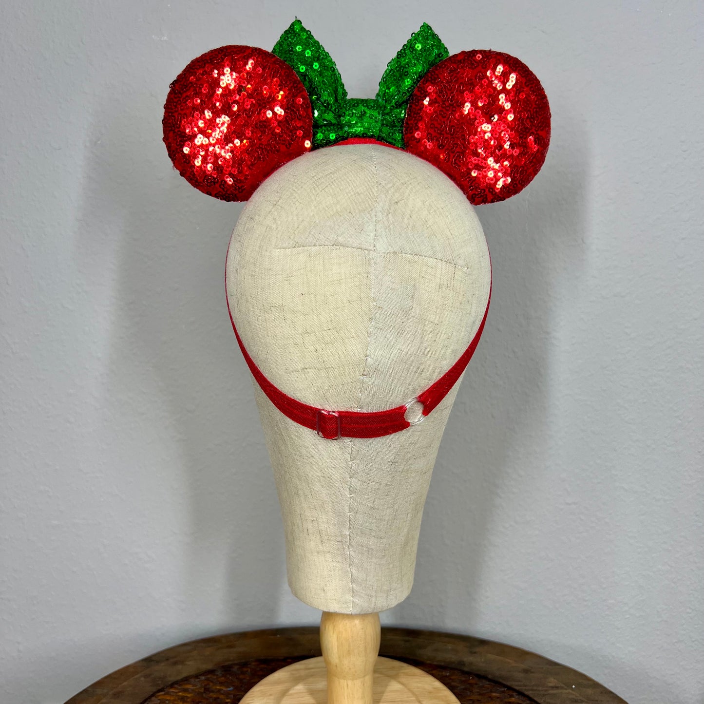 Christmas - Holly Berry Sparkle Elastic Mouse Ears