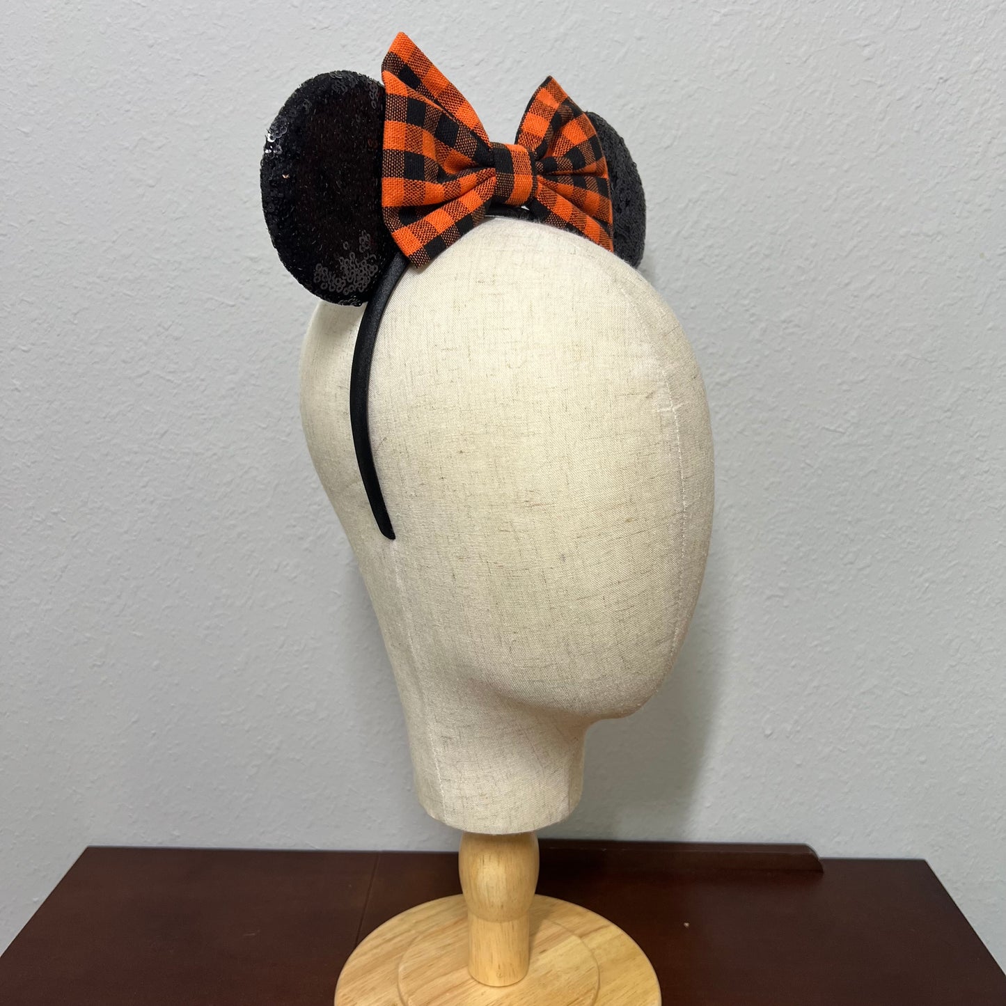 Halloween - Orange & Black Buffalo Plaid Mouse Ears