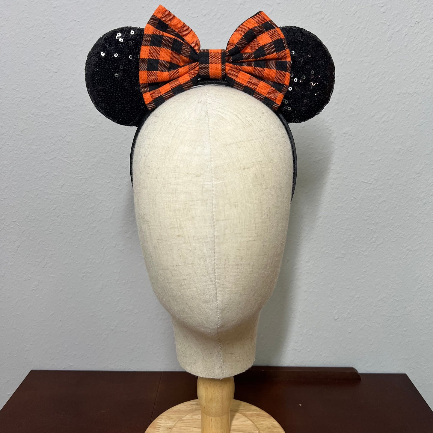 Halloween - Orange & Black Buffalo Plaid Mouse Ears