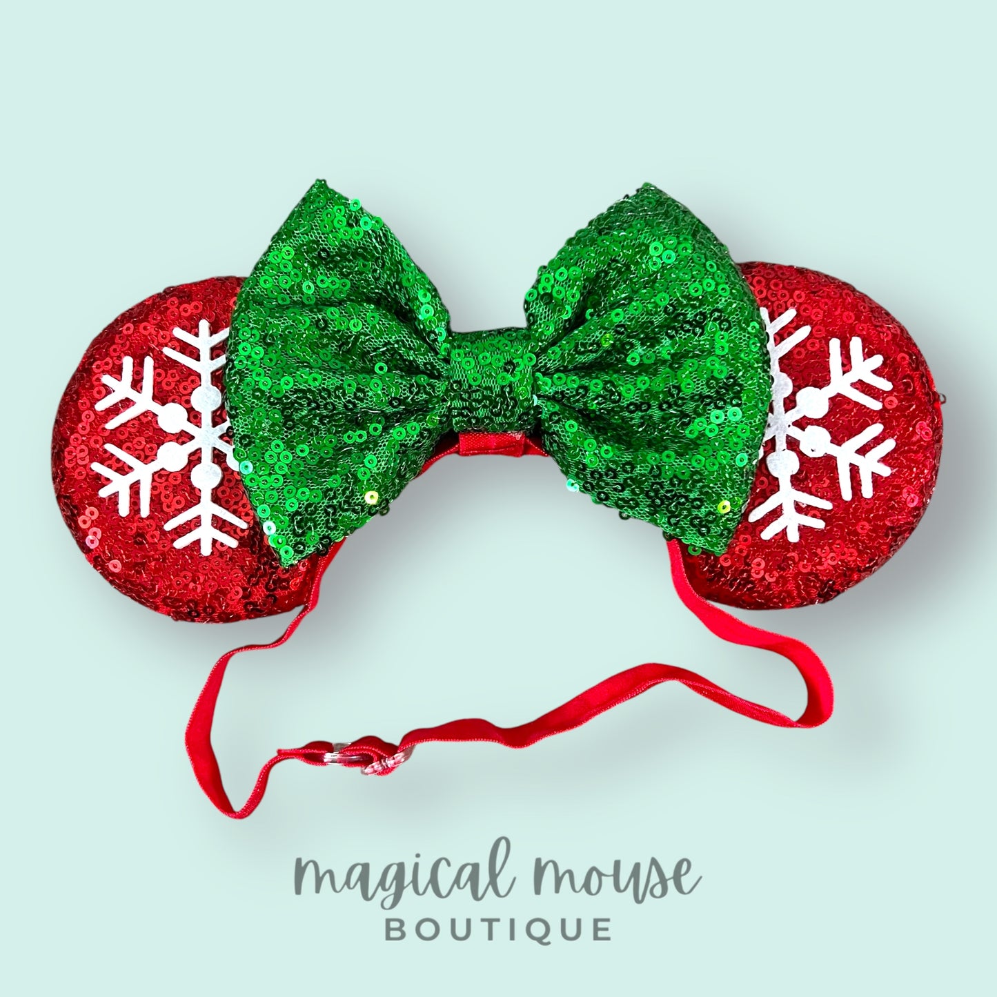 Christmas - Holly Berry Sparkle Elastic Mouse Ears