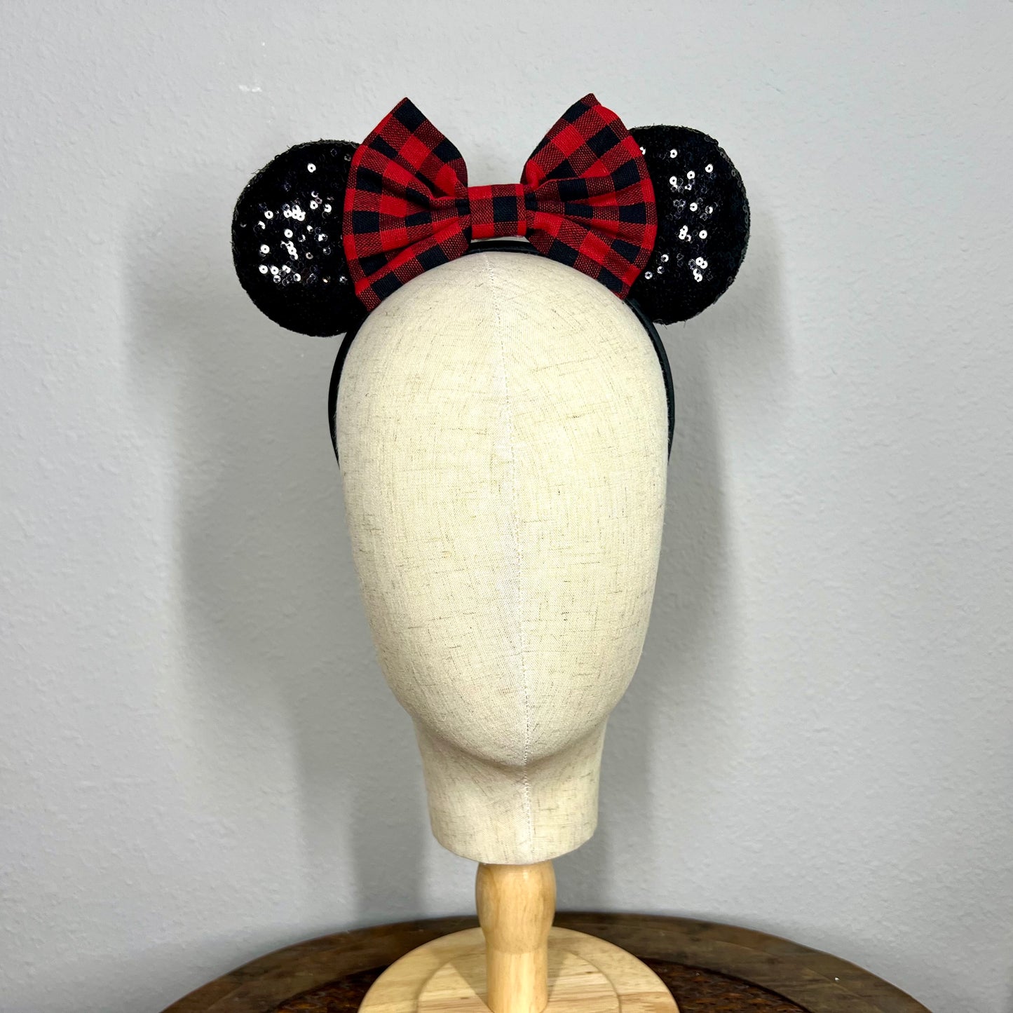 Christmas - Red & Black Buffalo Plaid Mouse Ears