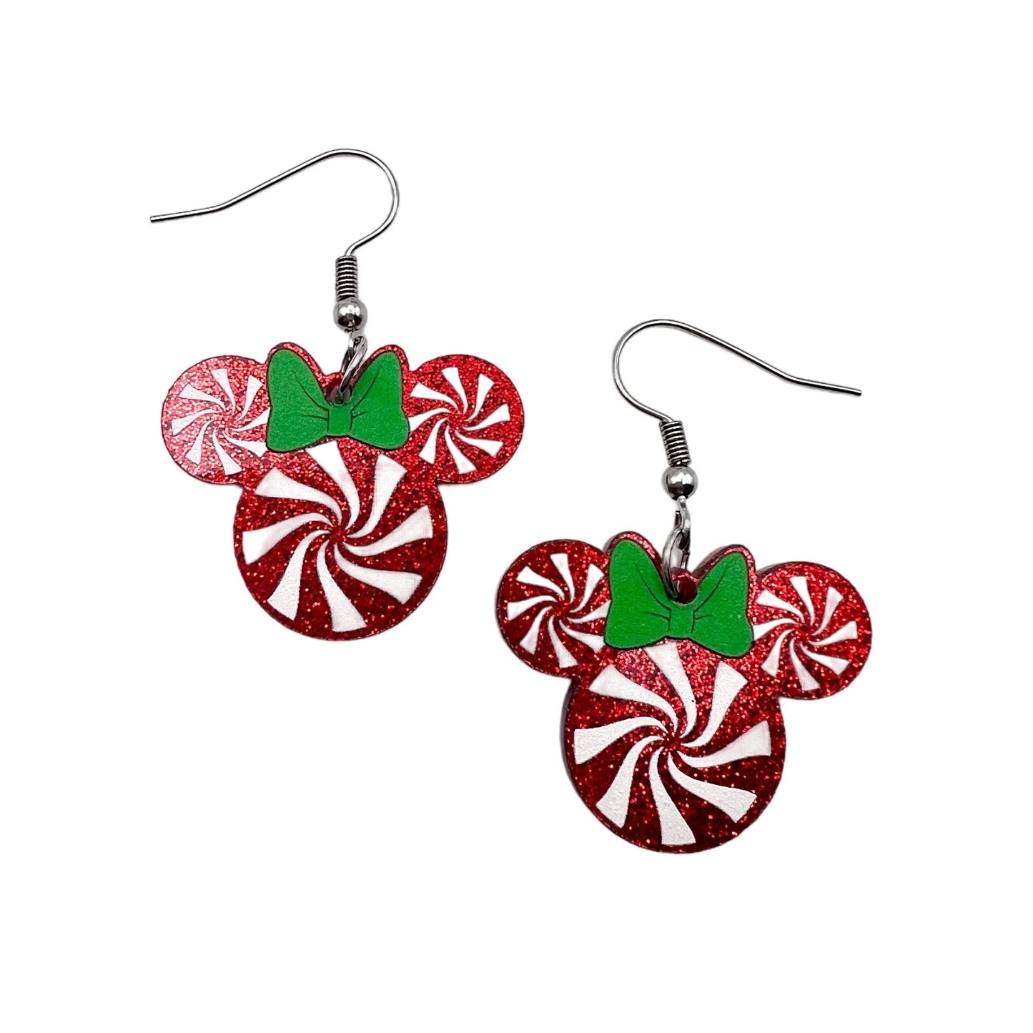 Earrings - Candy Cane Mouse Drop Earrings