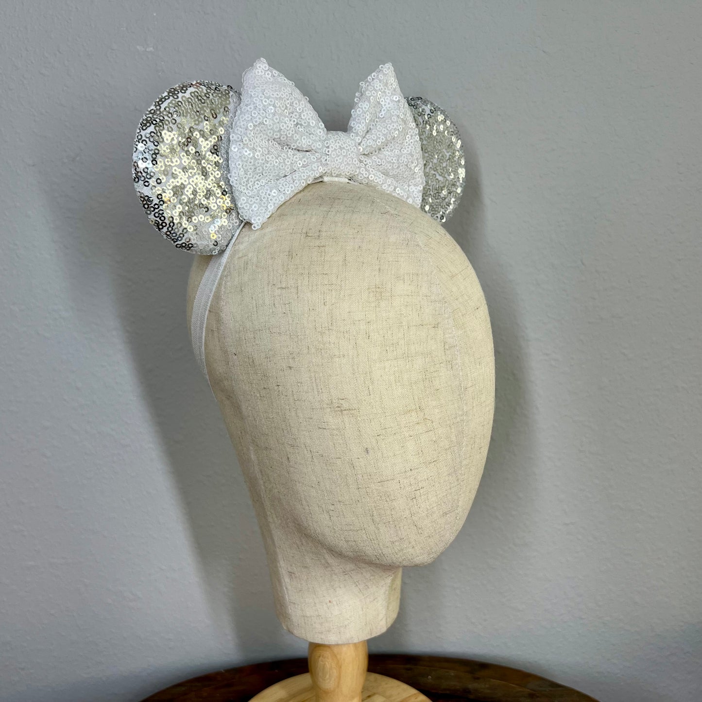 Classic - Silver Sparkle Elastic Mouse Ears