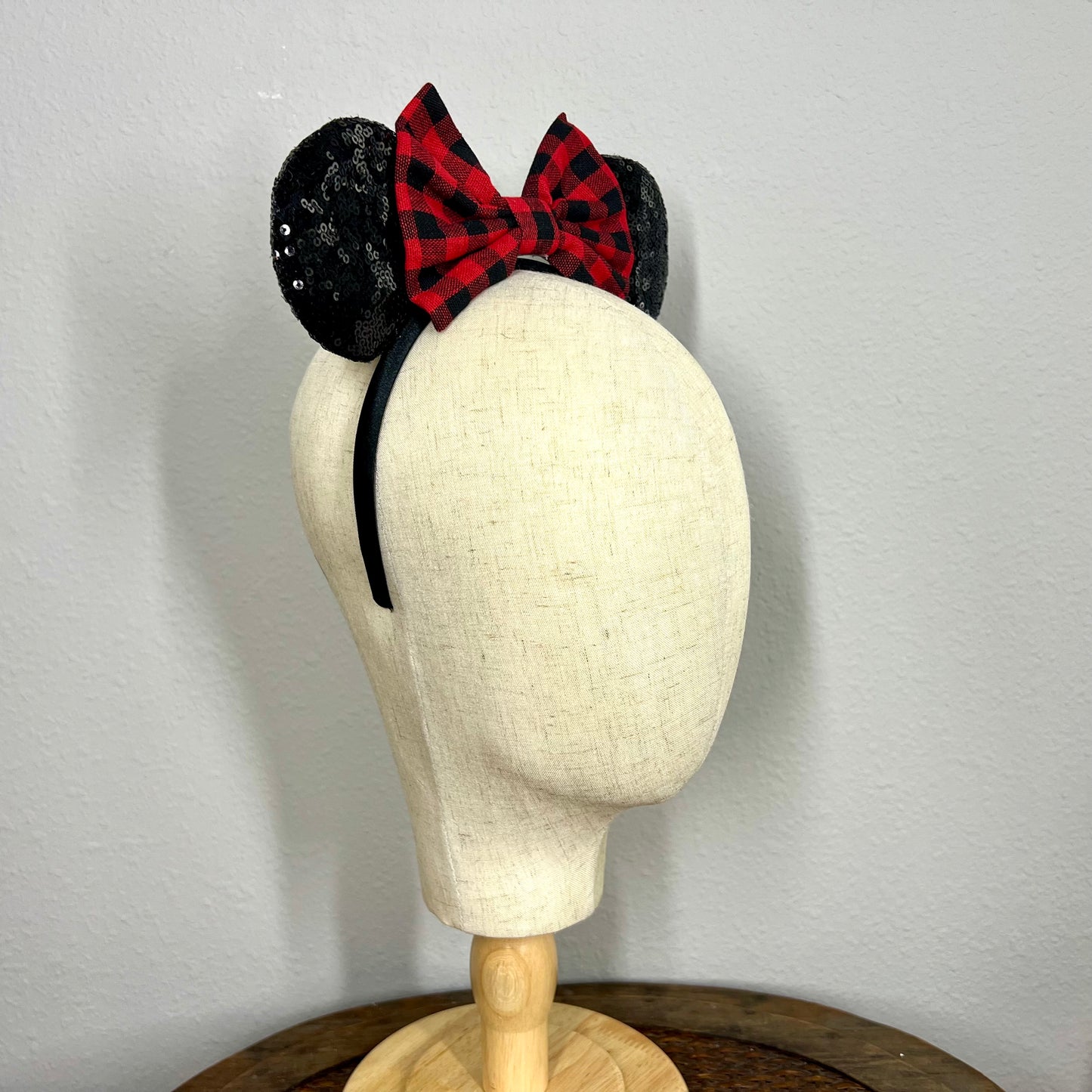 Christmas - Red & Black Buffalo Plaid Mouse Ears