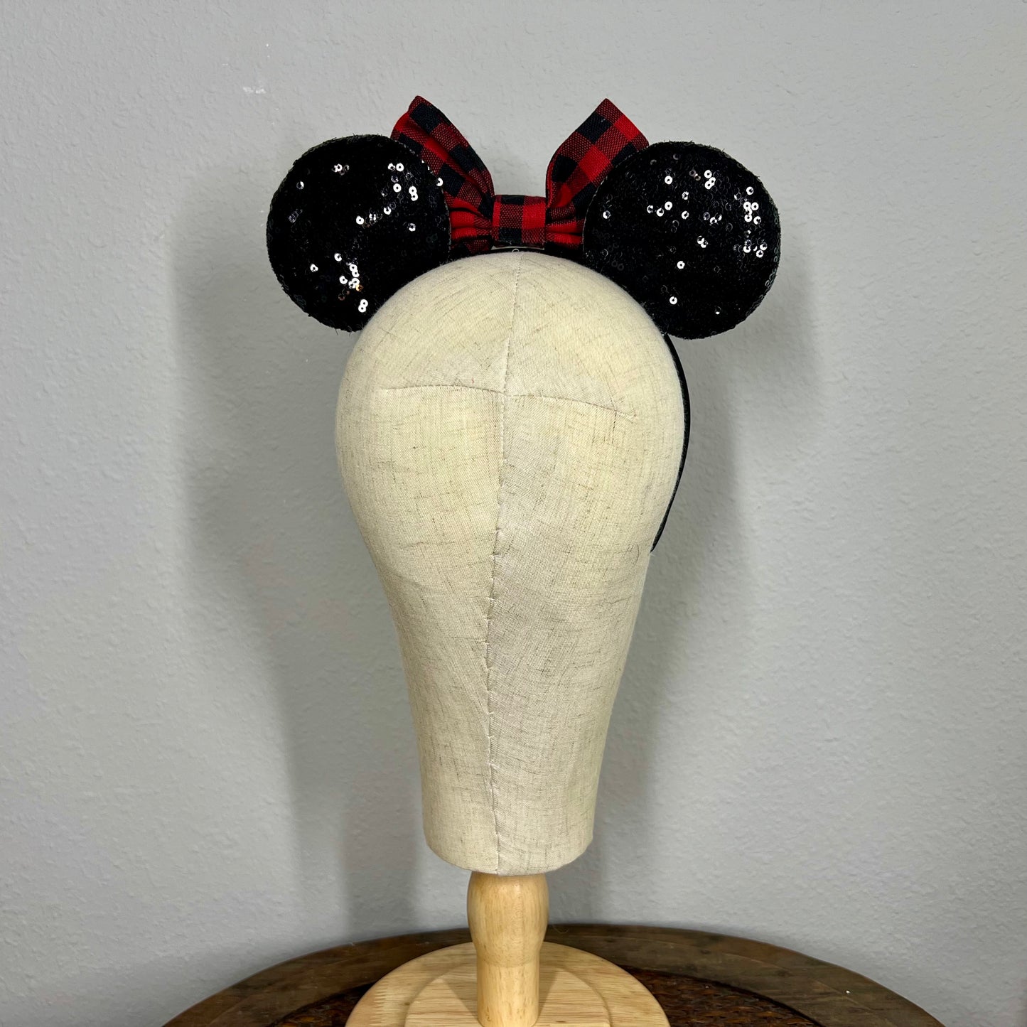 Christmas - Red & Black Buffalo Plaid Mouse Ears