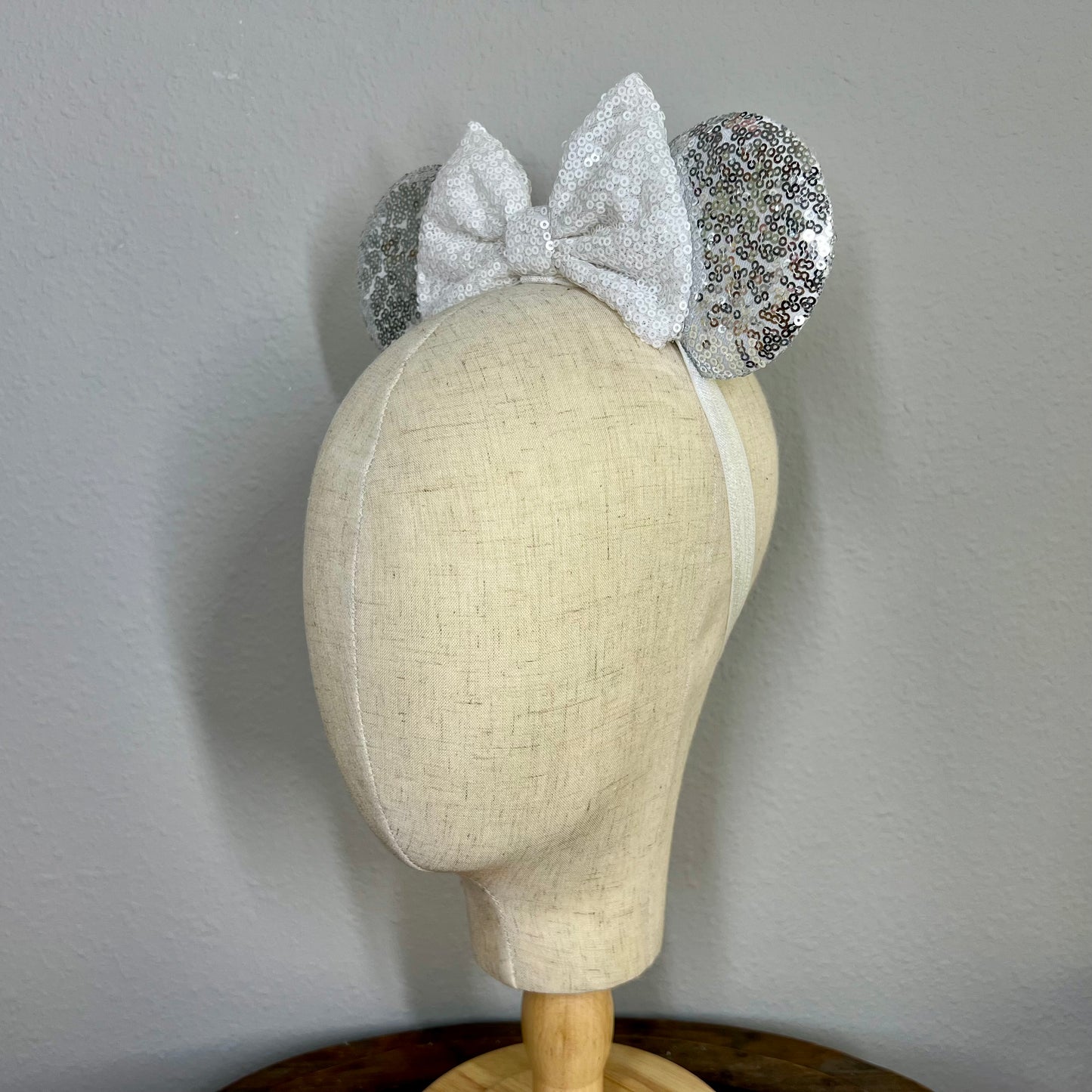 Classic - Silver Sparkle Elastic Mouse Ears