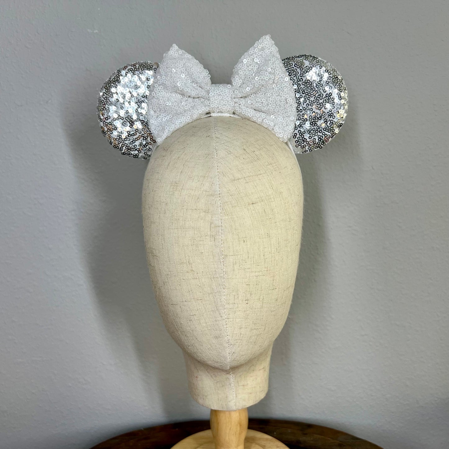 Classic - Silver Sparkle Elastic Mouse Ears