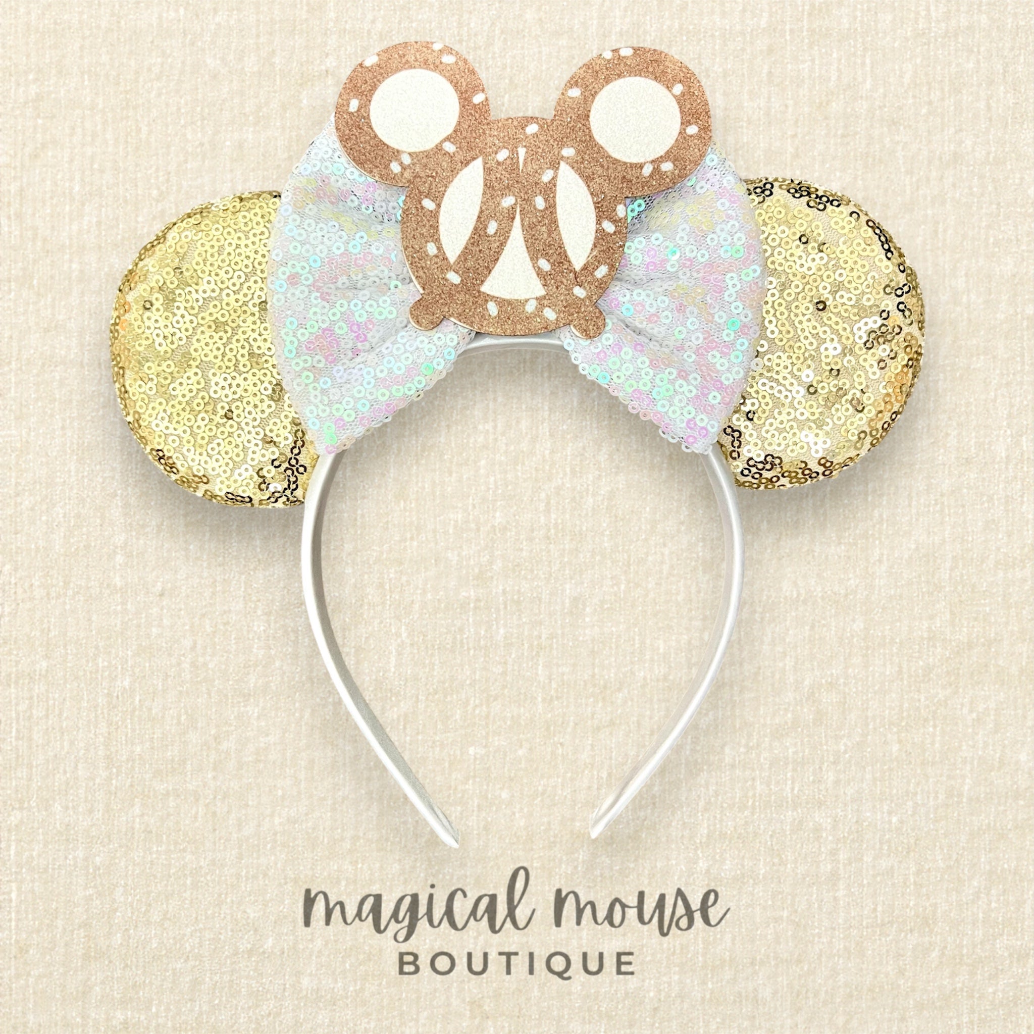?NWOT?Disney Gold and Brown Pretzel Ears Headband New Scented Mickey Pretzel Ear Headband by Loungefly at  main image 4