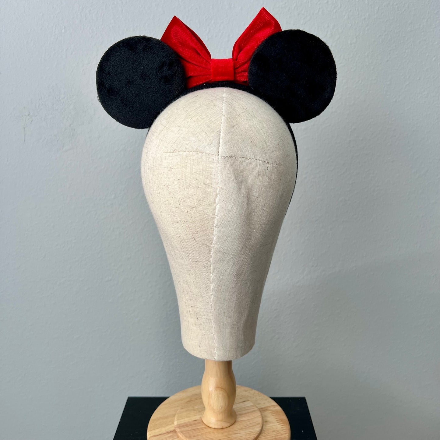 80 – Black Velvet Mouse Ears – Red Bow