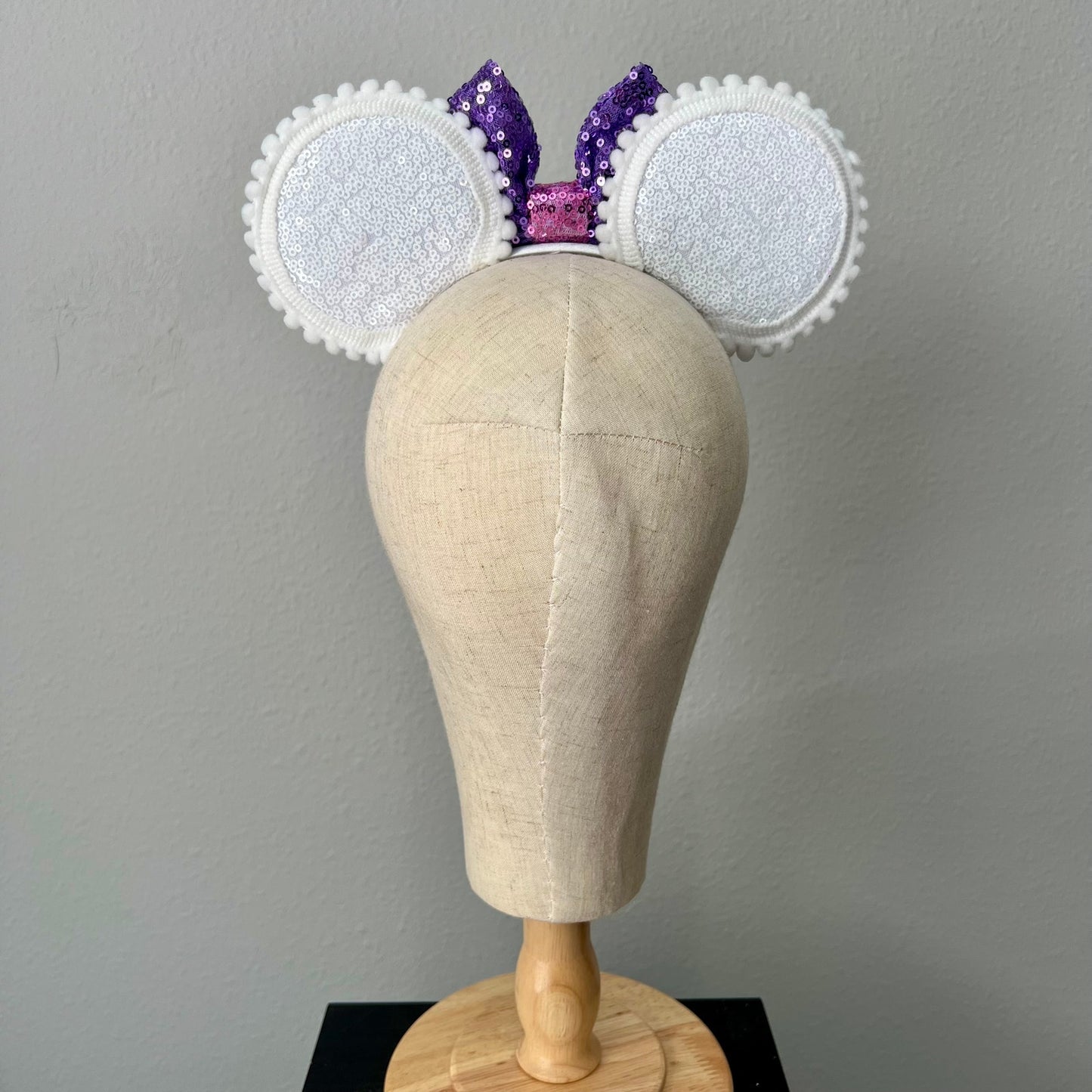 01 - White & Lavender Daisy Garden Mouse Ears Headband