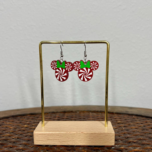 Earrings - Candy Cane Mouse Drop Earrings