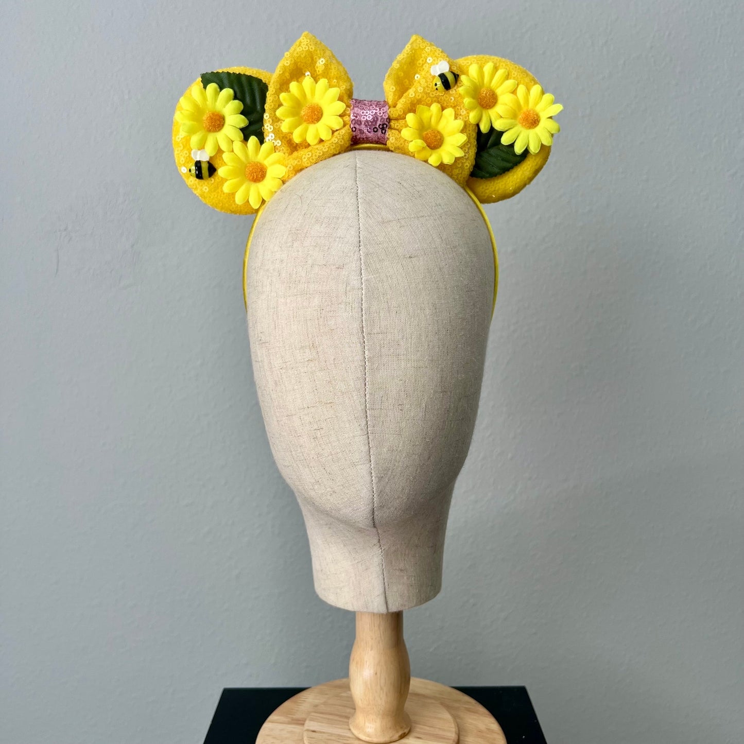 01 - Golden Daisy Bee Mouse Ears Headband