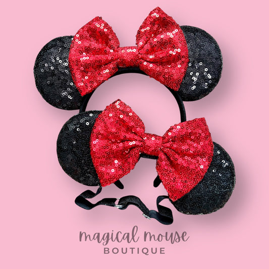 Classic - Black & Red Sequin Mommy & Me Mouse Ears
