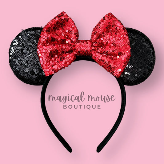 Classic - Black & Red Sequin Mouse Ears