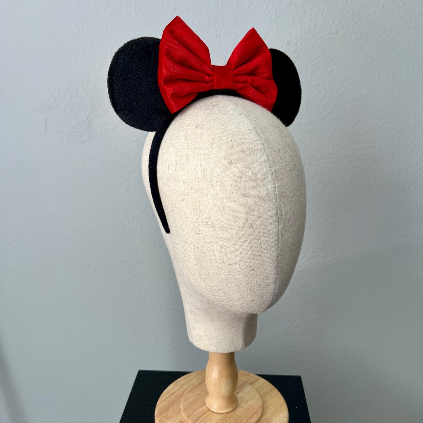 80 – Black Velvet Mouse Ears – Red Bow