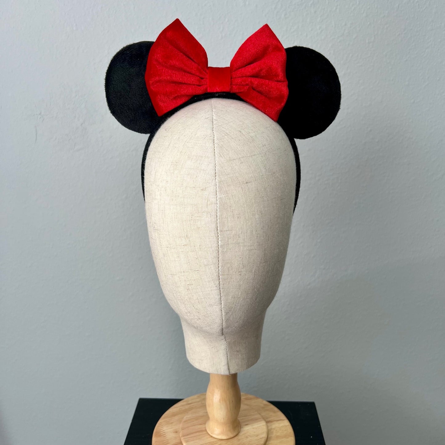 80 – Black Velvet Mouse Ears – Red Bow