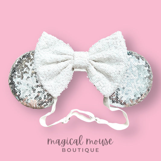 Classic - Silver Sparkle Elastic Mouse Ears