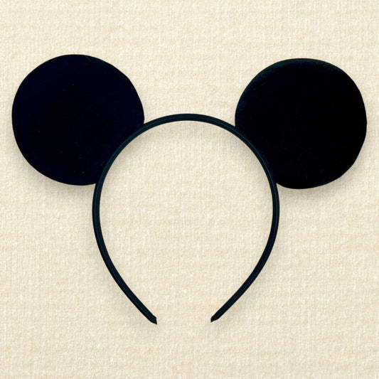 Black velvet bow-free mouse ears headband