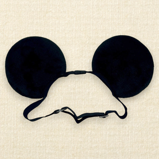 Black velvet bow-free mouse ears for boys and men on an elastic headband
