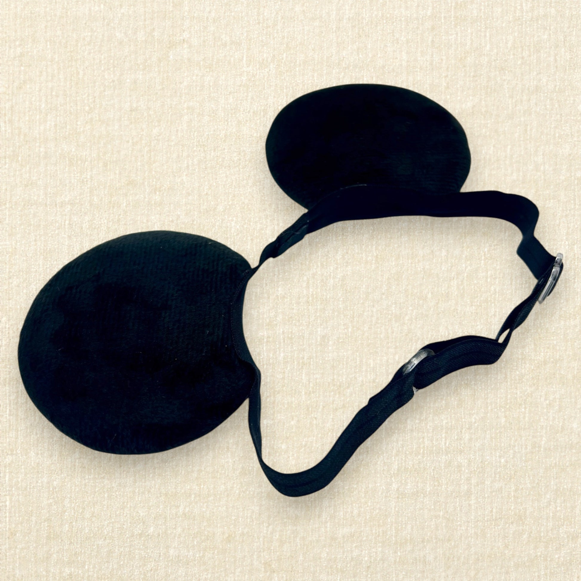 Black velvet bow-free mouse ears for boys and men on an elastic headband