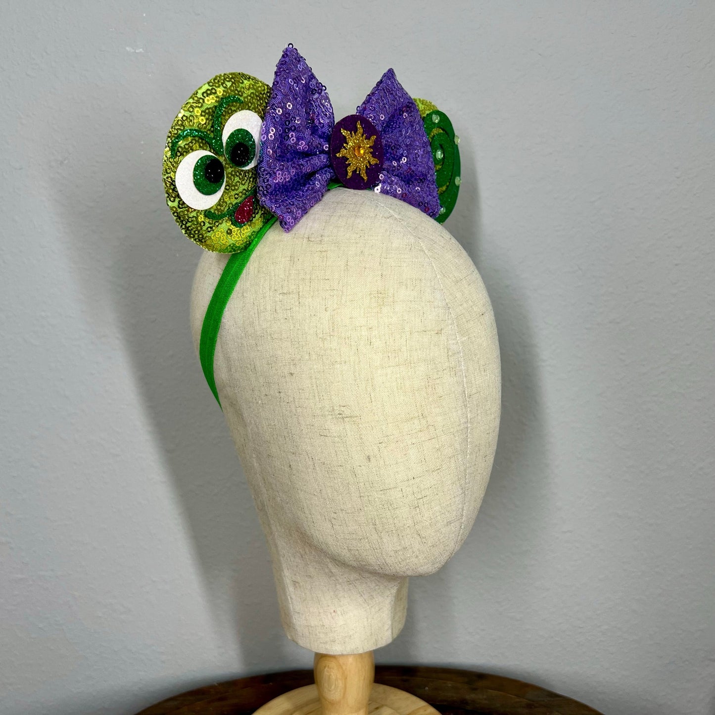 20 - Emerald Chameleon Elastic Mouse Ears Headband