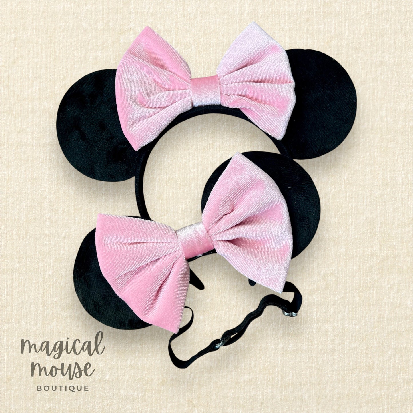 10 – Mommy & Me Mouse Ears Set – Black Pink Velvet