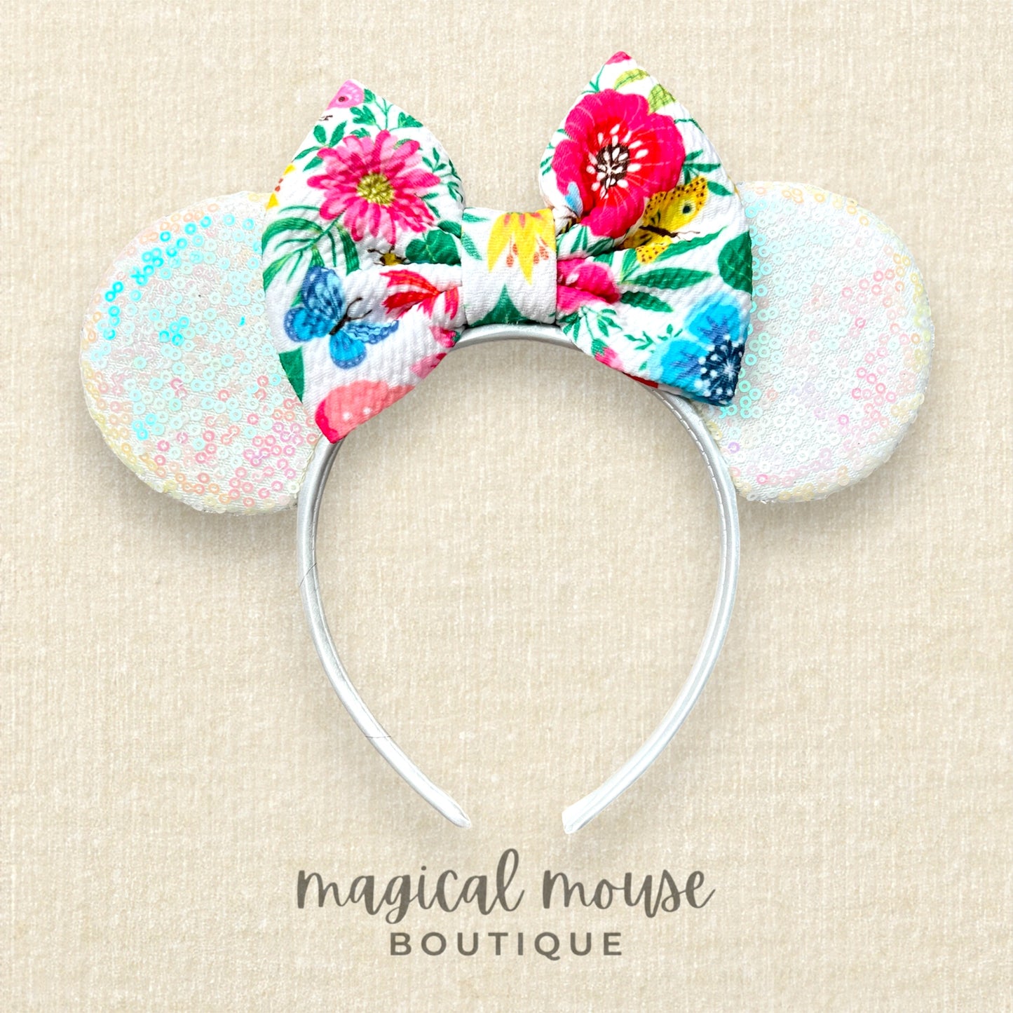 01 - Iridescent Garden Bow Mouse Ears Headband