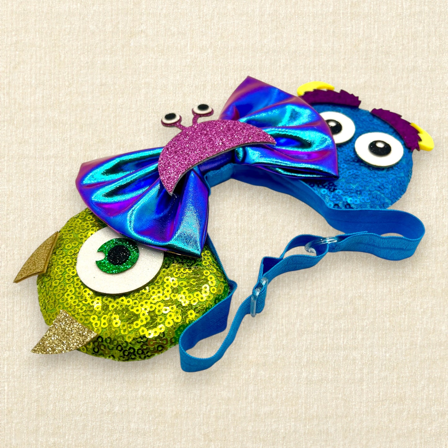 40 – Green & Blue Sequin Scare Factory Mouse Ears (Elastic)