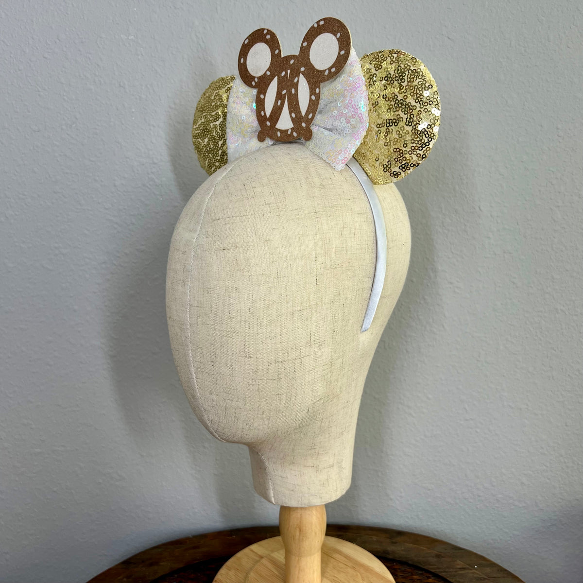 ?NWOT?Disney Gold and Brown Pretzel Ears Headband New Scented Mickey Pretzel Ear Headband by Loungefly at  main image 2