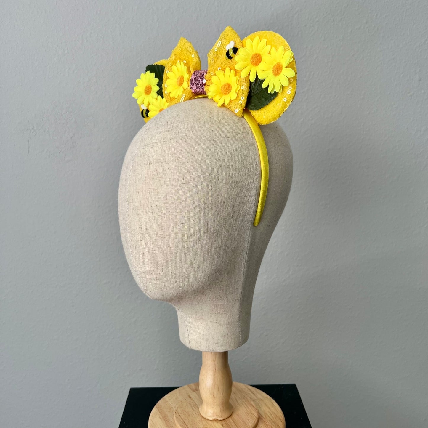 01 - Golden Daisy Bee Mouse Ears Headband